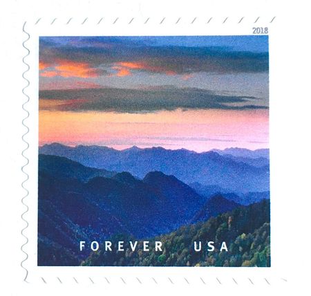100 Blue Mountain Forever Stamps Mountain Landscape Postage Stamps // Pink and Blue Forever Stamps for Mailing
